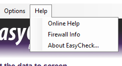 Selectabase Easy Check Help Menu